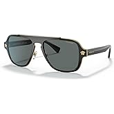 Versace Man Sunglasses Black Frame, Dark Grey Lenses, 56MM