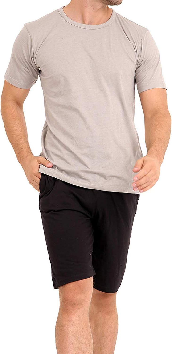 Get The Trend Mens Round Neck T-Shirt with Shorts Summer Pyjamas Pjs Pajamas Loungewear Se