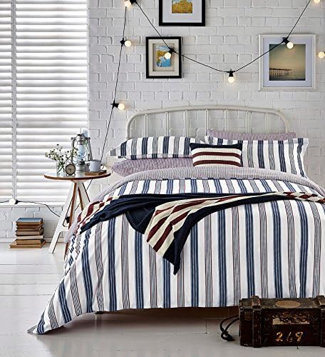 Peacock Blue Loft Falmouth Duvet Cover Set, Polyester-Cotton, Navy, Double by Peacock Blue Loft