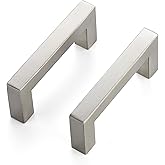JOY DECOR 8 Pack Cabinet Handles,3 Inch Brushed Nickel Cabinet Pulls,Kitchen Cabinet Handles Square Drawer Pulls Stainless Steel Drawer Hardware Handles, 76mm Hole Centers