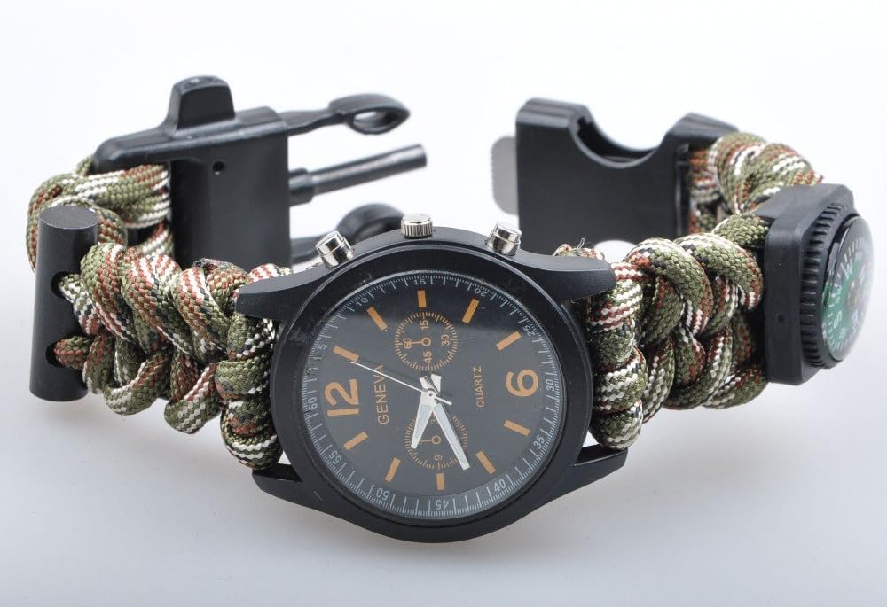 6 In 1 Paracord Watch Bracelets 550 Rope Survival Bracelet With Fire Starter Whistle Buckle And Compass With Flint Stone