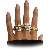 Quivox Chunky Gold Rings for Women Dainty Statement Ring Set Vintage Boho Rhinestone Ring Pack Crystal Stackable Rings Trendy Everyday Jewelry Accessories