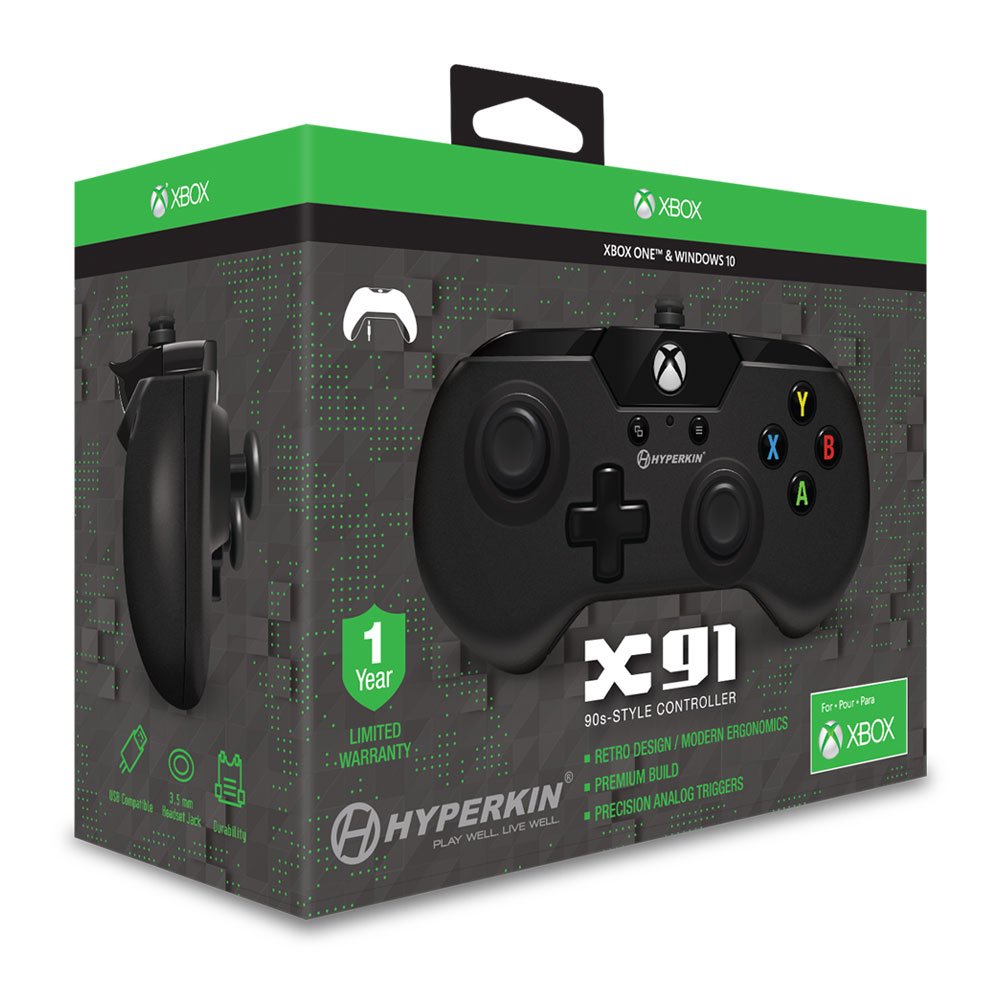 Hyperkin X91 Wired Controller for Xbox One/ Windows 10 PC (Black) - Officially Licensed by Xbox