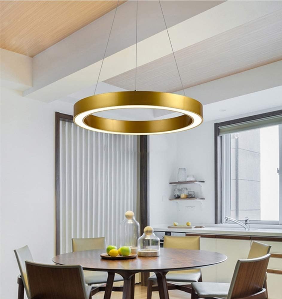 LCTCXD LED runde goldene Leuchte Decke Moderne einfache Ring Acryl Lampshade Deckenleuchte Esszimmer Wohnzimmer Schlafzimmer Büro Hanging Islandbeleuchtung Hängefern