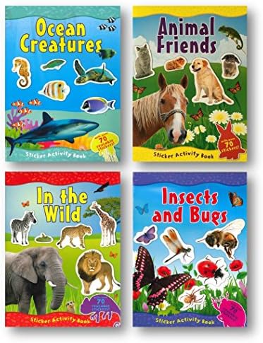 Sticker Book for Girls and Boys, 4 Book Animal Theme Variety Pack, An ABC Coloring Book with a Box of Crayola Colored Pencils (12 count) and an Extra Surprise Bonus Sticker Book