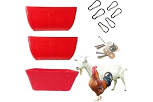 ORIBUKI 3 Pack Hanging Chicken Feeder Goat Fence Feed Trough with Clips Food Water Bowl Coop Cage Cups Bucket Livestock Feeding Container Duck Sheep Piglets Deer Goose Dog Rabbit