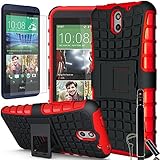 COVRWARE® HTC Desire 610 Case - 3 in 1 Bundle - Heavy Duty Terrapin Series Armor Protective Case [Kickstand] [HD Film & Aluminum Stylus Pen] - Red