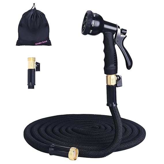 Benbilry 50ft erweiterbarer Gartenschlauch Flexibler Wasserschlauch mit 3-Fach Latexkern+ EIN/Aus Ventil+3/4-Messinganschlüss