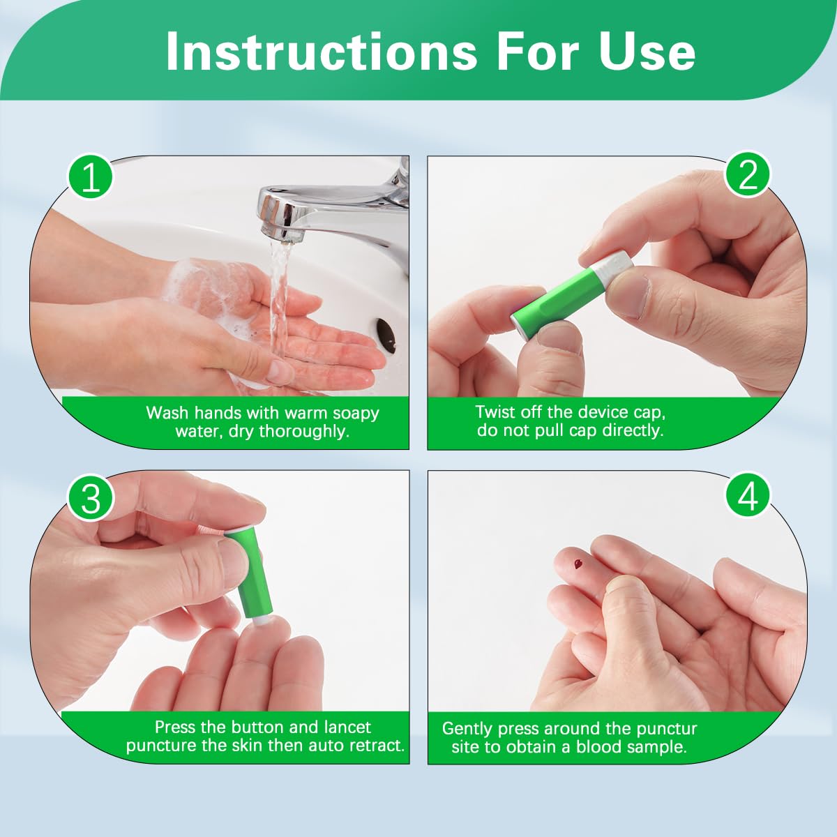 Safety Lancets, Pressure-Activated,Single use,for Comfortable Blood Testing (30G)