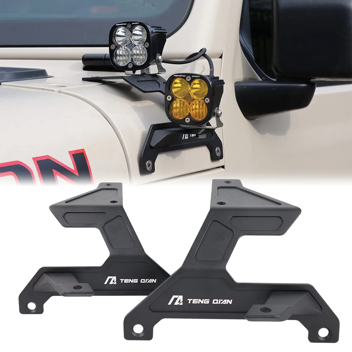 Photo 1 of SHEAM Dual A Pillar Light Mount - Windshield LED Light Mounting Brackets Off-Road Light Bar detachable Compatible with 2018-2025 Jeep Wrangler JL/JLU Gladiator JT Black(1 Pair)?NOT for Mojave and 392?