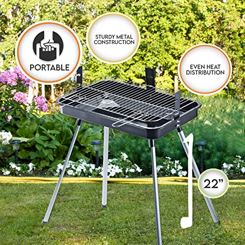 PAMI Portable BBQ Charcoal Standing Grill 22” Rectangle Medium Grill