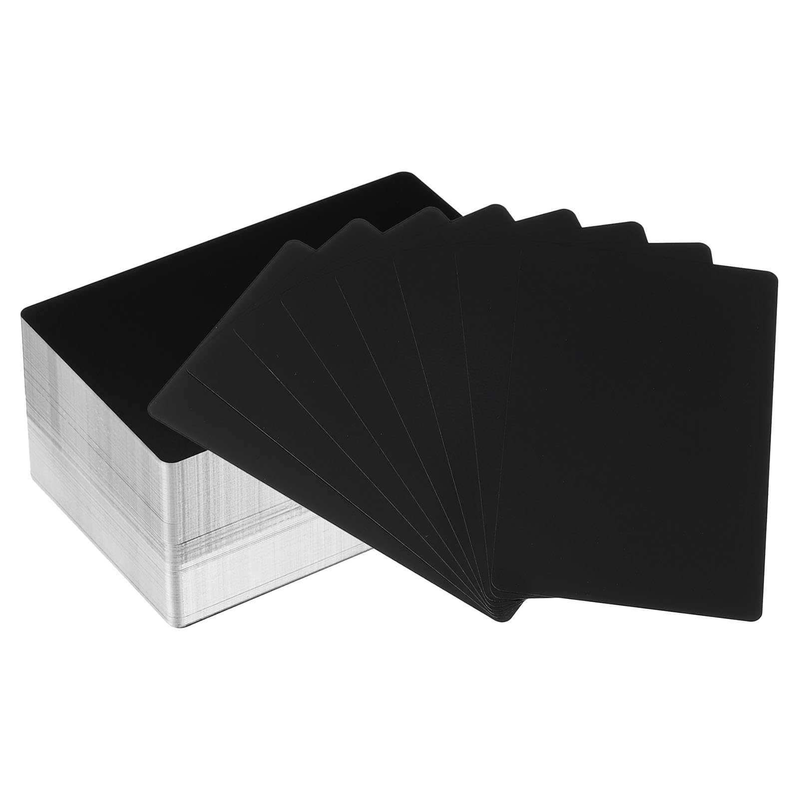 PATIKIL 200 Pack Metal Business Cards Blank, 0.21mm Thick 3.4x2.1 Inch Aluminum Laser Engrave Printable Name Card for Custom DIY, Matte Black