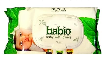 BABIO Cotton Baby Wipes (White) - Pack of 80 Pcs