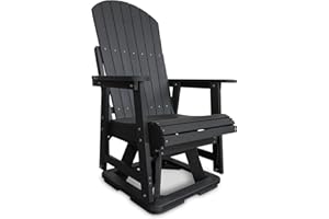 Mosbrisa HIPS Swivel Patio Glider, Poly Lumber Weather Resistant Outdoor Chair, for Patio, Porch, Yard (Carbon Black)