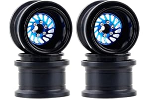 DJX TRX4MT Wheel Rims Aluminum Deep Dish Wheels for 1/18 Traxxas TRX-4MT F-150 K10 RC Monster Truck Upgrade Parts(Blue)