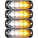 XT AUTO 4-LED Amber White Waterproof Emergency Beacon Flash Caution Strobe Light Bar Surface Mount 16 Different Flashing Car SUV Pickup Truck Van SUV ATV UTV 4-Pack