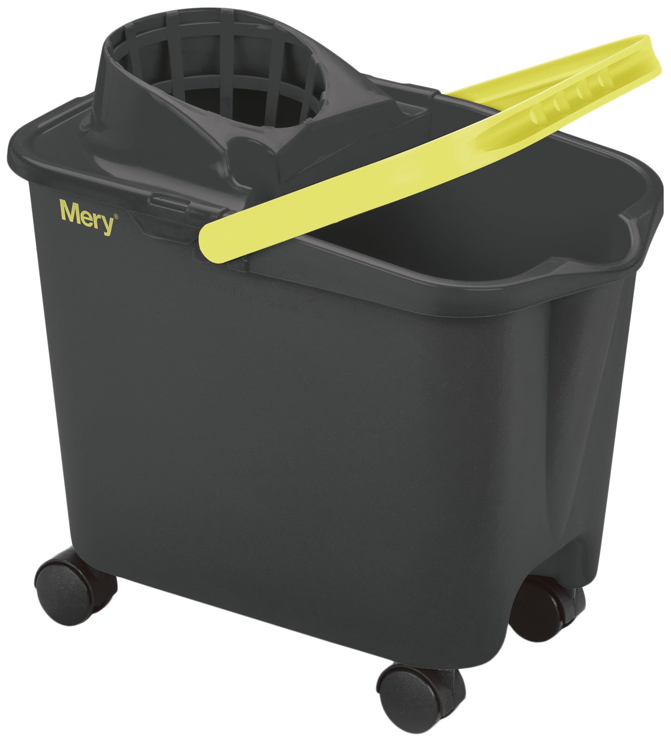 Mery | Mop Bucket | Swivel Wheels | Wide Drainer | Maximum Resistance | Grey | Capacity 14 Litres