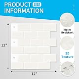 Art3d 10-Sheets Peel and Stick Tile Backsplash 12"x12" White PU Resin Kitchen view 5