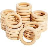 KMALADO 20Pcs Natural Wooden Rings for Crafts, Unfinished Wood Rings for Macrame Rings Solid Natural Wood Rings for DIY Crafts Macrame Supplies(2.17inch/5.5cm)