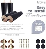 Btowin 8 Inch Solid Wood Furniture Legs 4 Pcs with Mounting Plates Screws Black view 4