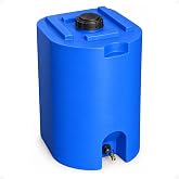 WaterPrepared 55 Gallon Unique Stackable Utility Water Tank, Blue | Emergency Water Storage Tank with Large Cap for Easy Filling and Spigot, Fits Through Standard Doorway