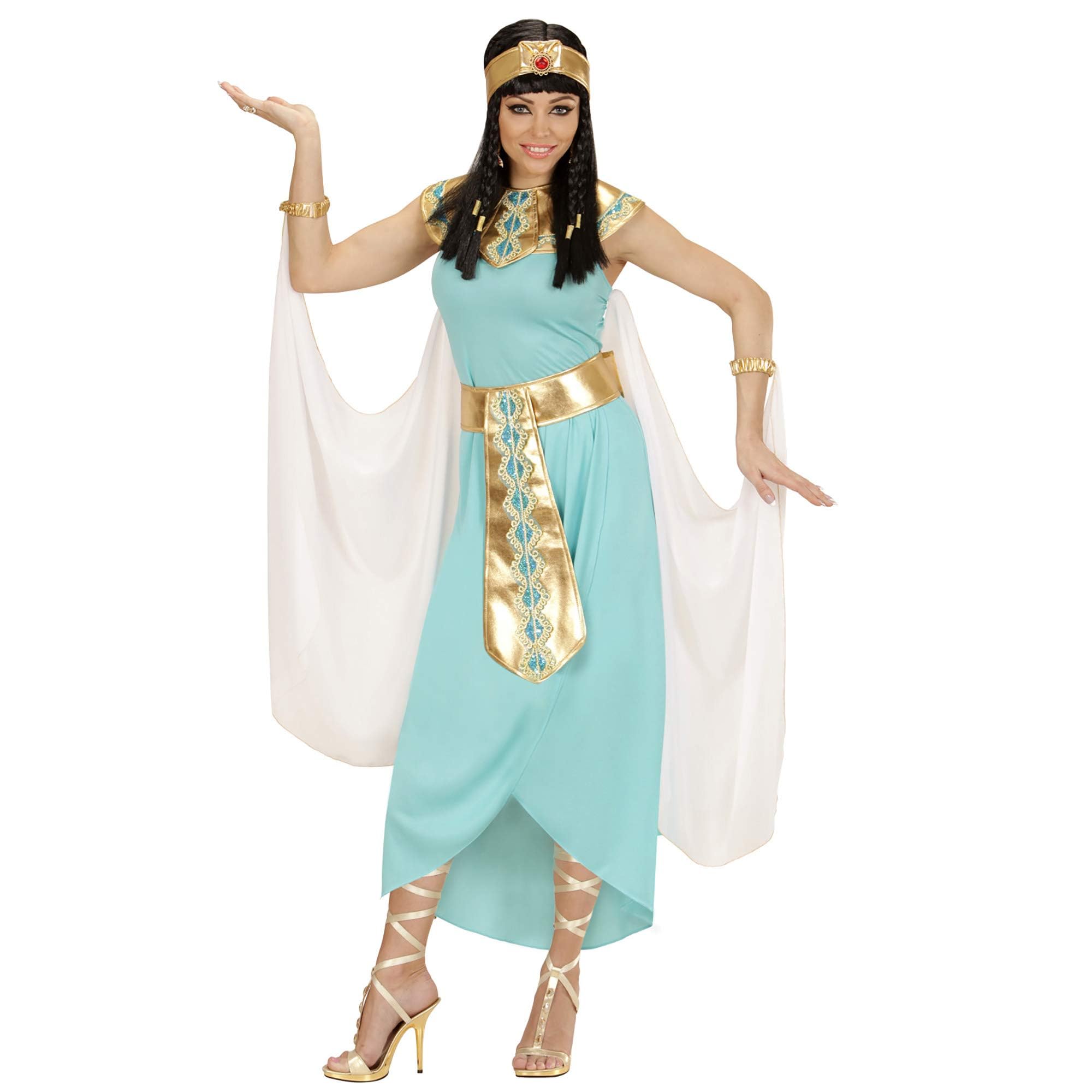 Widmann 49432 ? Adult Fancy Dress Costume Egyptian Queen, Dress, Belt, Arm Bands, Headband, Cape, Turquoise ? Size M