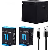 ANCBD 2-Pack Hero 11 Battery for Hero 11, Hero 10, Hero 9 Black Sport Action Camera with 3 Channel Battery Charging Station Power Fast Portable Accessory High Capacity