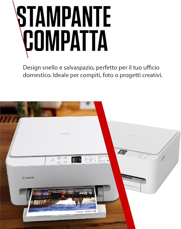 PIXMA TS6550I - Stampante Multifunzione con Connettività Wi-Fi e Display OLED da 1,42 PIXMA Print Plan - Include Carta Fotografica A4 SG-201, 5 Fogli