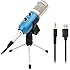 Microphone Usb Micro PC Micro Studio Microphone Micro Condensateur Filaire Microphone Audio Micro Podcast pour PC Ordinateur Skype Enregistrement -Bleu