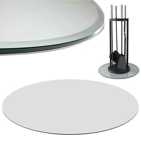 Euro Tische Glasplatte für Kaminofen rund - Glasscheibe mit 6mm ESG Sicherheitsglas - perfekt geeignet als Funkenschutzplatte
