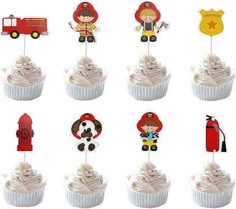 Amazon Com Party Hive 24pc Firefighter Fireman Fire Truck Cupcake
