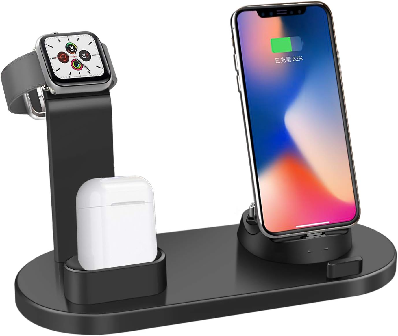 Charging Stand, ATETION 3 in 1 Multi Charger Dock Cell Phone Station Base Compatible with Apple Watch Stand Airpods Universal Totatable Desktop Smartphones Charging Holder