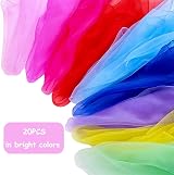 Dimoxii 20 Pcs Dance Sensory Scarves 60x60 cm 20 Cols Rainbow Silk Scarves view 3
