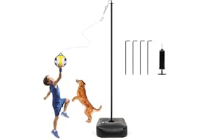 Whiidoom Tetherball Set with Ball and Rope, Adjustable Tether Balls and Rope Set with Pole, Tether Ball for Outdoor Playground, Backyard, Outdoor Games for Adults & Kids