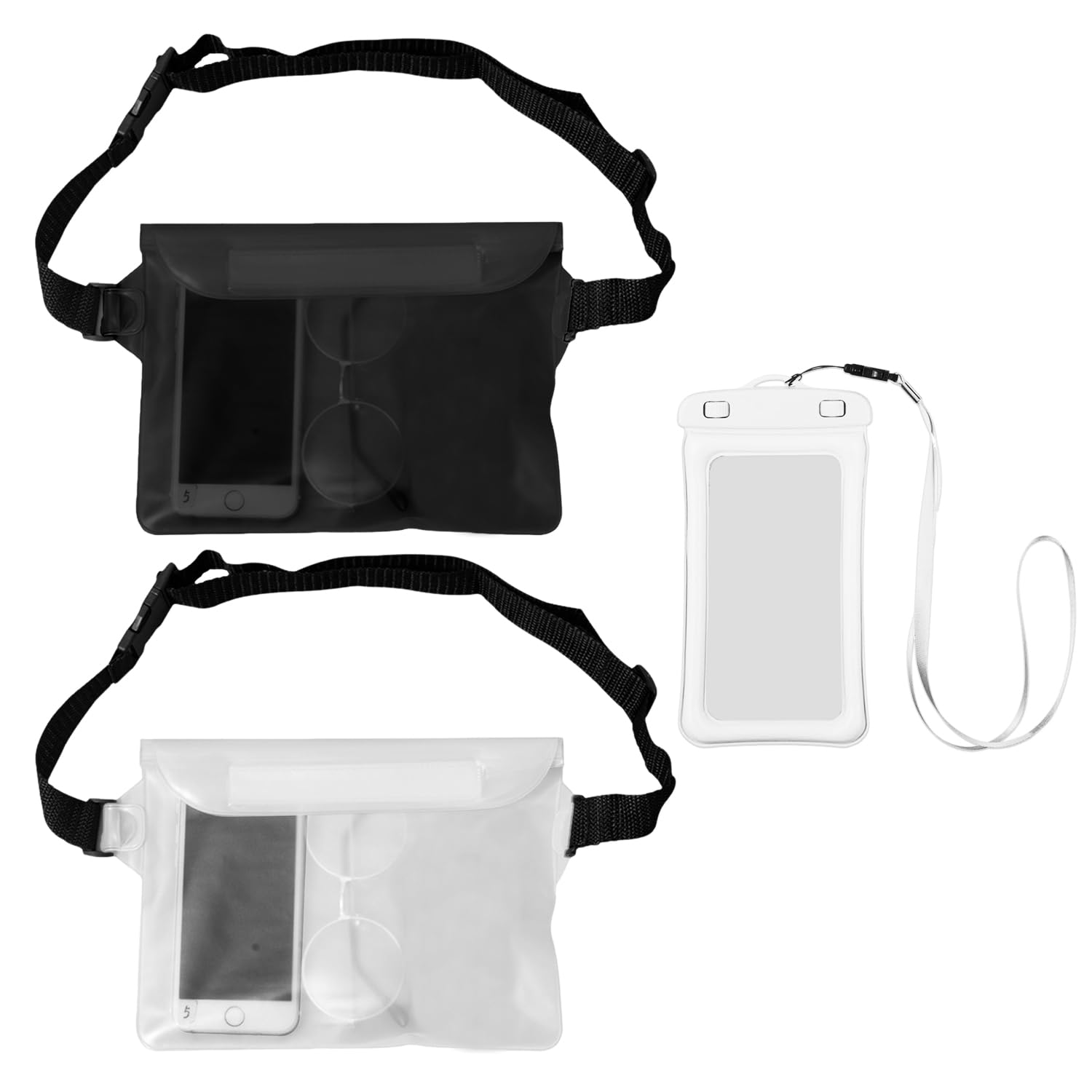 NXPWRC 3 Pieces Waterproof Mobile Phone Bag, Diving Mobile Phone Bag, Waterproof Mobile Phone Waist Bag, Mobile Phone Seal Bag, Touch Screen Waterproof Bag, Lanyard Mobile Phone Bag
