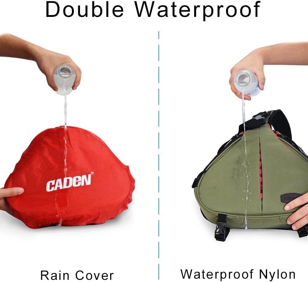 CADeN Camera Bag Sling Backpack Camera Case Waterproof with Rain Cover Tripod Holder, Compatible for DSLR/SLR Mirrorless Cameras (Canon Nikon Sony Pentax) and Accessories Green : Camera & Photo