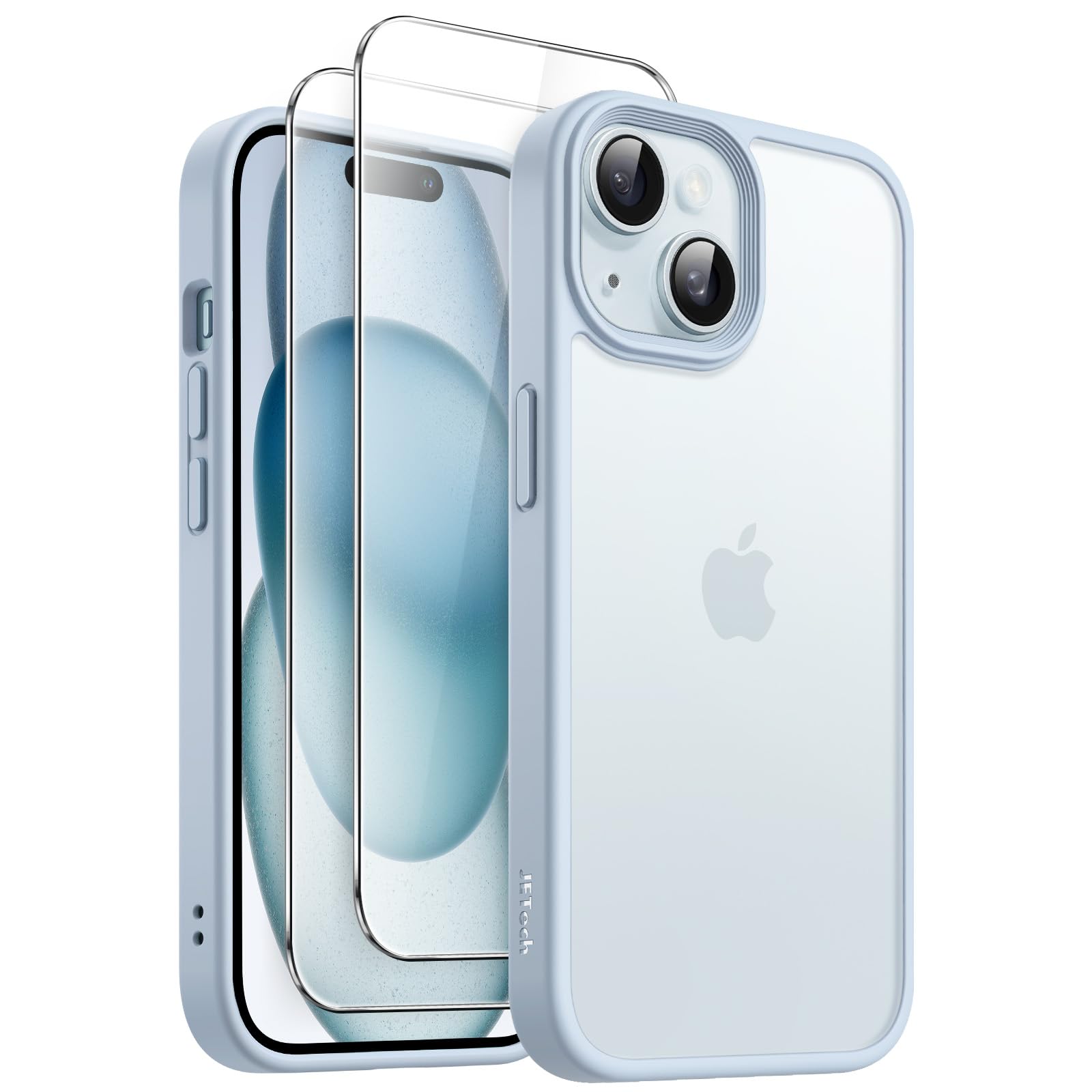 JETech 3 in 1 Matte Case for iPhone 15 6.1-Inch with 2-Pack Screen ...