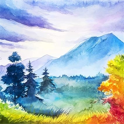 Edcott 6x6ft Acquerello Paesaggio Autunnale Sfondo Per Fotografia Bella Arte Pittura Autunno Foresta Alberi Fiume Montagne Sfondo Astratto Studio Fotografico Prop Amazon It Elettronica