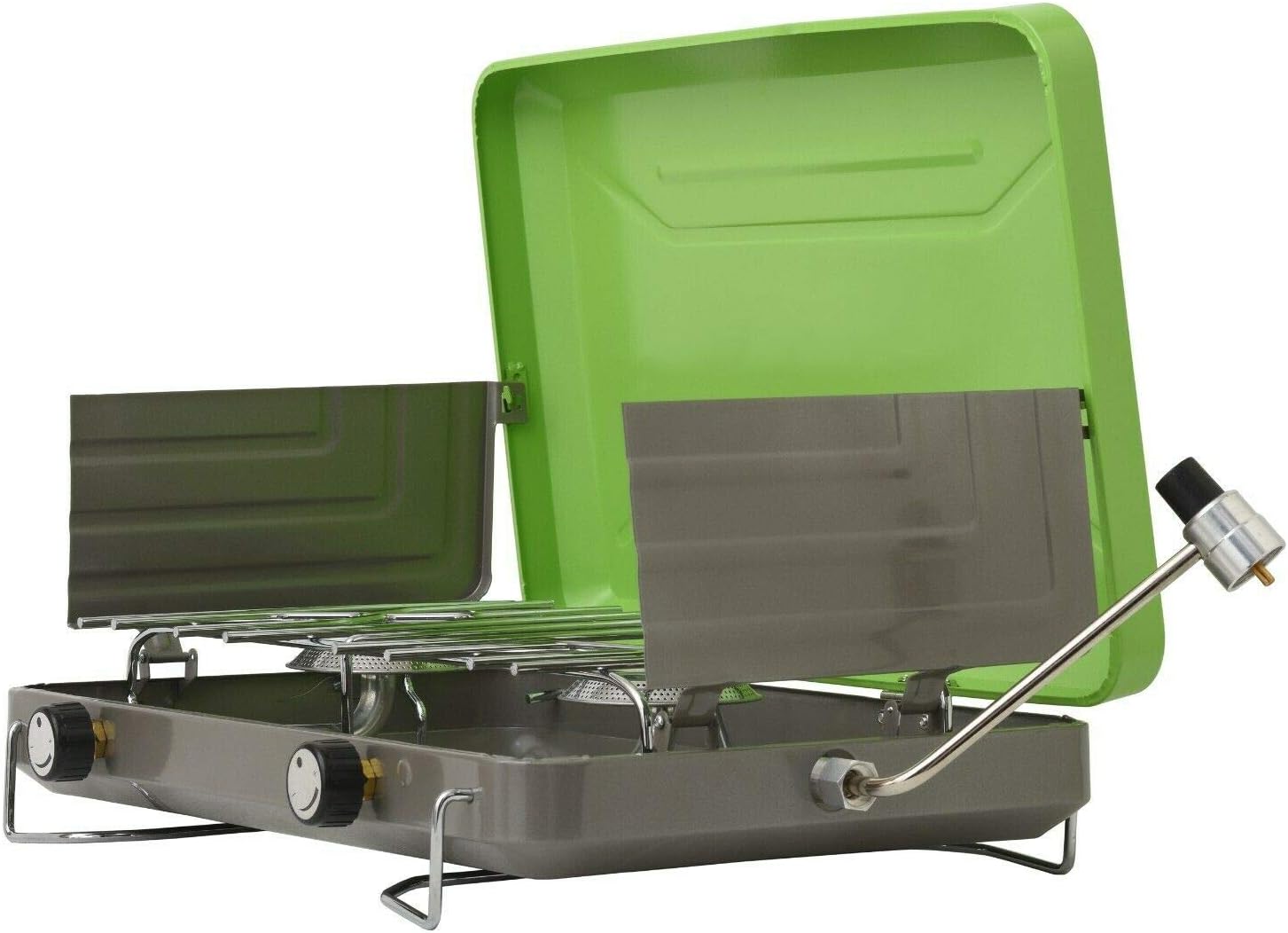 review Flame King VT-101 2 Burner Portable Propane Gas Classic Camping Stove Grill, Light Green