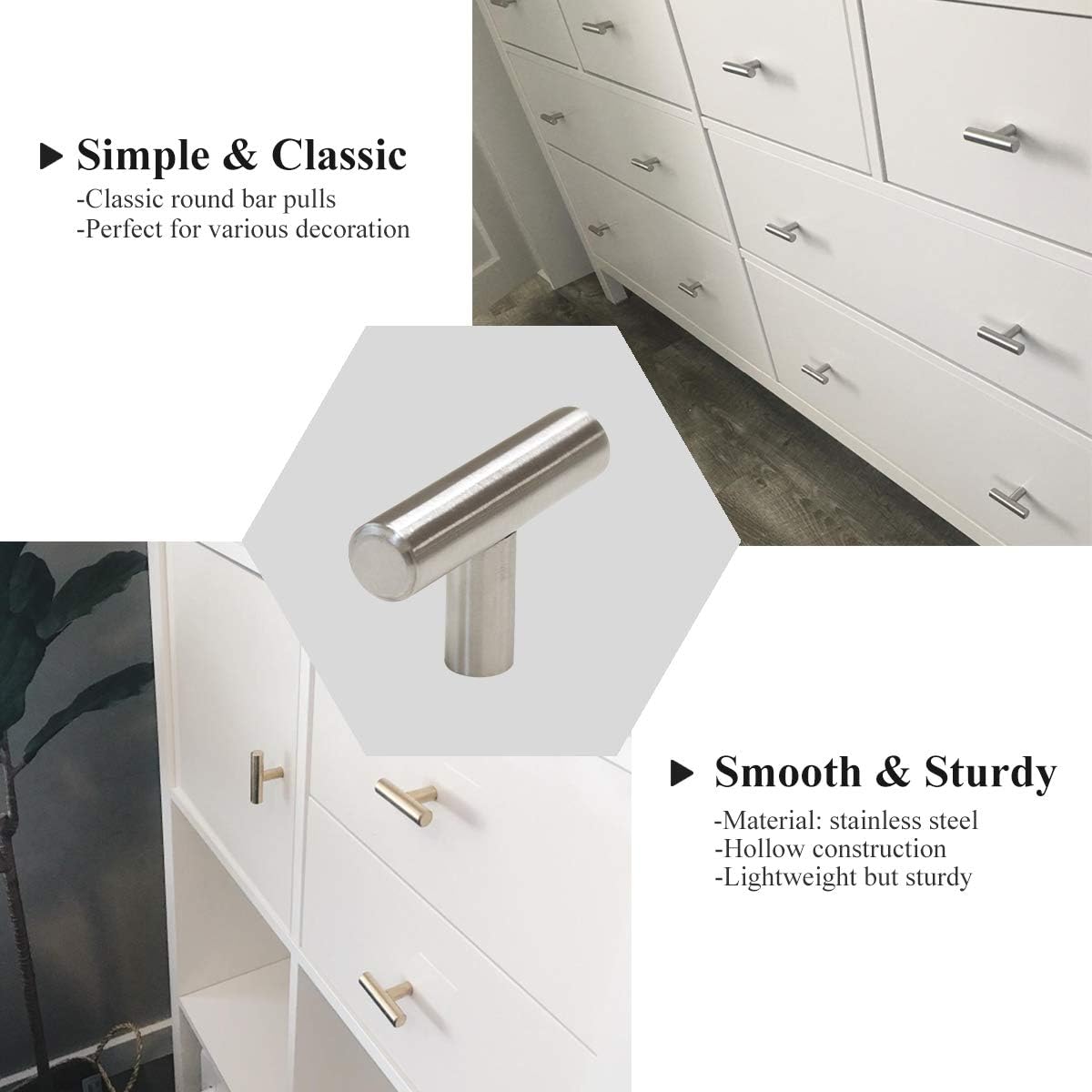 30 Pack Probrico 2 1 2 Hole Centers Modern Euro T Bar Cabinet Pulls Stainless Steel Satin Nickel Kitchen Cabinet Handles Furniture Drawer Dresser Cabinet Hardware Pulls Cabinet Hardware Rayvoltbike Com