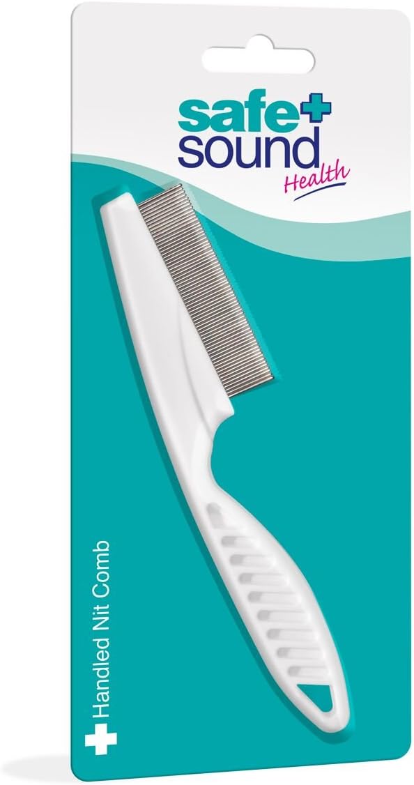 Safe & Sound Handled Lice Comb Large, White