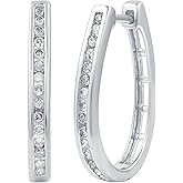 Gilded Natural Diamond Hoop Earrings, 1/4-1 Cttw, Sterling Silver or 14K Gold-Plated, Elegant & Ethical Jewelry for Women, Gift Box Included, Perfect for Anniversaries