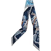 COtheSumay 100% Mulberry Silk Scarf for Handbags,Bags, and Purses,1Pcs 2"x35" Hair Ribbon Skinny Neck Scarves for Women