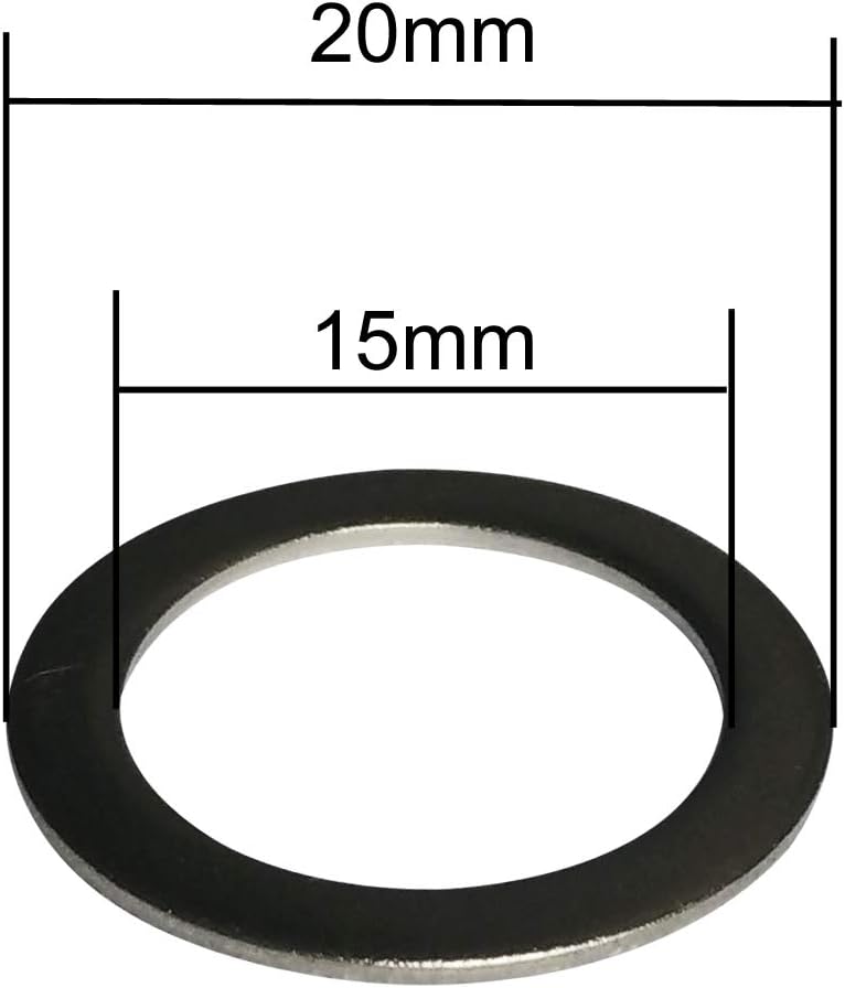 Yuauy 10 x Pedal Washers 20mm x 15mm w/ 1mm thickness Stainless steel Replacement Silver For Moutain Bike Road Bike - Image 3