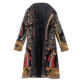 TOPKEAL Jacke Mantel Damen Herbst Winter Sweatshirt Drucktaste Steppjacke Kapuzenjacke Jahrgang Hoodie Langarm Vintage Pullov