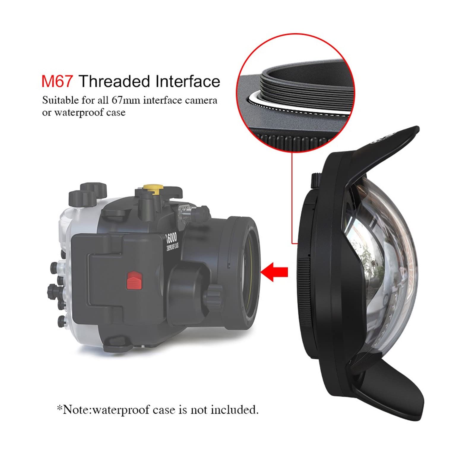Meikon Fisheye Wide Angle Dome Port Len Shade Cover for Camera Diving Housing (Round), Pressure Resistant is up to 60m/ 197ft