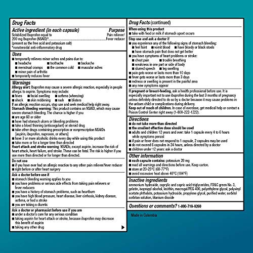 Amazon Basic Care Ibuprofen Liquid Gels 200 mg, Pain Reliever/Fever