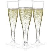 Prestee Set of 200 Plastic Champagne Flutes - Clear Champagne Glasses for Parties, Weddings, Events - 4.5 oz Disposable Drinkware - Elegant Stemware for Toasts Cocktails Mimosas
