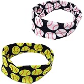 Honbay 2PCS Sport Headbands Ball Hairbands Non Slip Elastic Baseball Softball Headbands Sport Hair Accessories for Teens and Adults