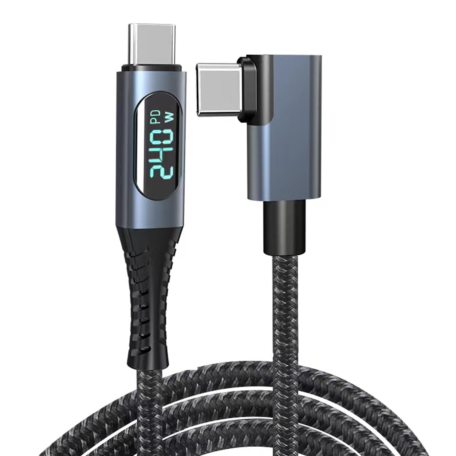 AWADUO USB 4 Cable, Right Angle 90 Degree PD 240W Dual Supports HD Display USB C Cord 8K@60Hz 40Gbps Data Transfer(1.2M/4ft)